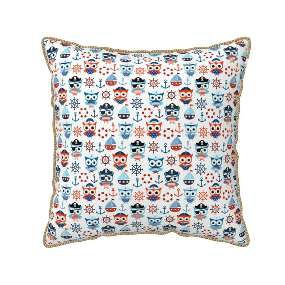 KLL Nautical And Pirate Owls Decorative Throw Pillow Covers Velvet Soft for Couch Sofa Bedroom Living Room Outdoor (No pillow core)- 16"x16"