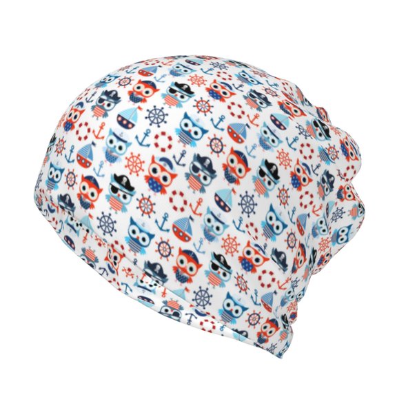 KLL Nautical And Pirate Owls Pirnt Wicking Running Beanie Head Wrap Cycling Bandana for Men Women