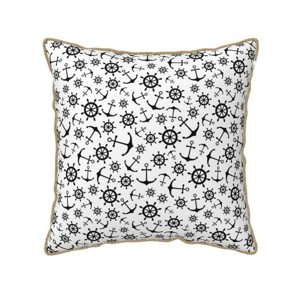 KLL Nautical Themed Simple Anchors Decorative Throw Pillow Covers Velvet Soft for Couch Sofa Bedroom Living Room Outdoor - 16"x16"