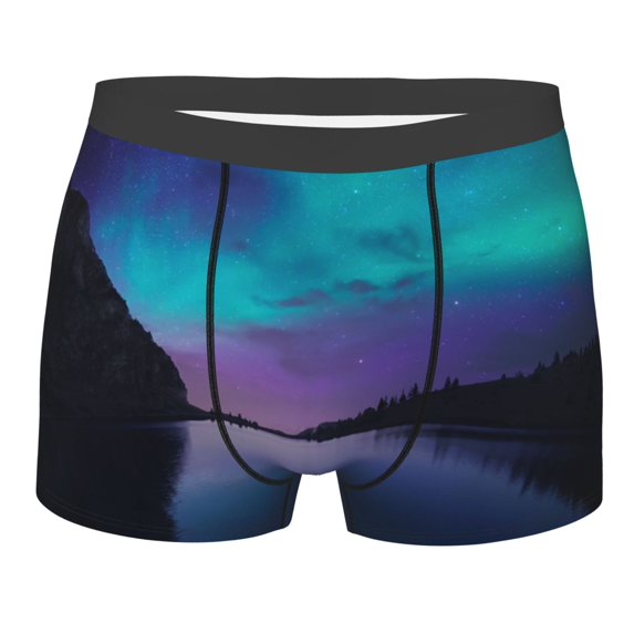 KLL Night At Lake Aurora Men's Cotton Boxer Briefs Underwear-XX-Large