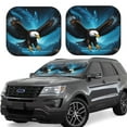 thumbnail image 1 of KLL Night Sky Forest Bald Eagle Windshield Sun Shade 2-Piece Foldable Car Front Window Sunshade for Most Sedans SUV Truck- Large, 1 of 5