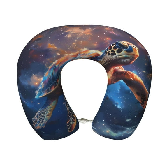 KLL Night Sky Turtle Pattern Memory Foam Cervical Neck Pillow Versatile U-Shaped Pillows for Home/Office/Camping/Travelling/Soft Washable Cover