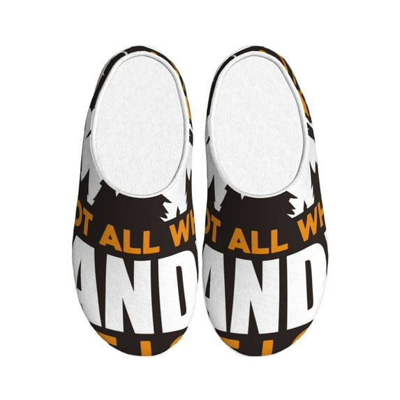 KLL Not All Who Wander Are Lost4 Pattern Adult Unisex Cozy Slippers,Fuzzy Slip-on Slippers TPR Sole Slippers Comfort Plush Home Footwear for Indoor & Outdoor-8
