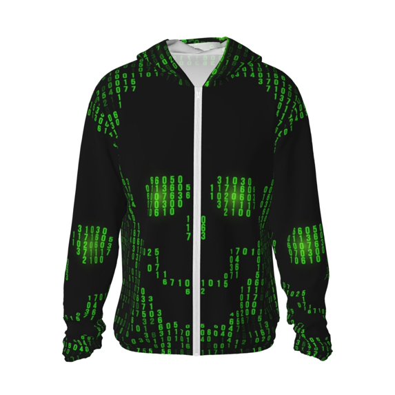 KLL Numbers Skull Print Men's Women’s UPF 50+ Sun Protection Outdoor Hoodie Jacket Long Sleeve Fishing Hiking Performance Shirt- XX-Large