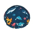 thumbnail image 1 of KLL Ocean Floor Animals Pattern Shower Cap & Bath Cap for Women,Reversible Oversized Waterproof Shower Caps for all Hair Lengths,Elastic Reusable Bathing Hair Cap, 1 of 6