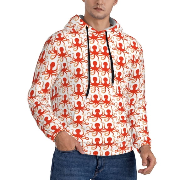 KLL Octopuses1 Print Mens Hoodie Long Sleeve Casual Pullover Hooded Sweatshirt Fashion Drawstring Hoodies with Pocket-Medium