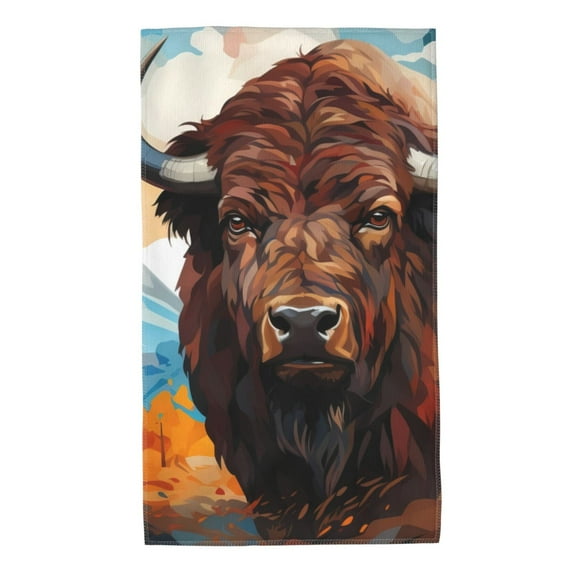 KLL Oil Painting Style Iceberg Yak Ultra Absorbent & Soft Hand Towels for Bath, Hand, Face, Gym and Spa-27.5x16in