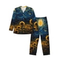 thumbnail image 1 of KLL Oil Starry Sky Sunflower Sleepwear Mens Flannel Pajamas,Long Cotton Pj Set, 1 of 7