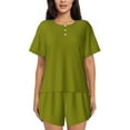 thumbnail image 1 of KLL Olive Print Pajama Set for Women Short Sleeve Sleepwear Pjs Soft 2 Piece Lounge Sleepwear Sets-Small, 1 of 6