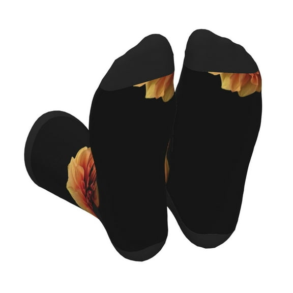 KLL Orange Dalia Print Cool Socks Men's Women's Crew Socks Funny Crazy Novelty Stockings