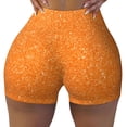 thumbnail image 1 of KLL Orange Glitter2 Pattern Workout Shorts for Women Scrunch Short Gym Yoga Running Sport Active Exercise Fitness Shorts, 1 of 8