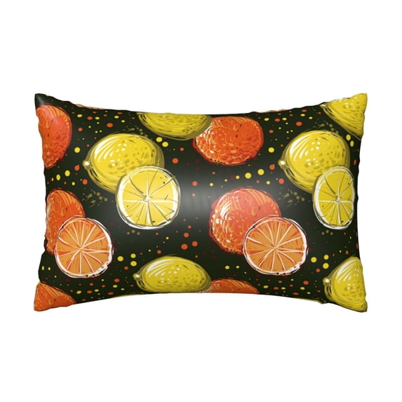 KLL Orange Lemon Pattern Silk Pillowcase for Hair and Skin Standard Size 20"X 30" Soft Breathable Pillow Covers for Sleeping