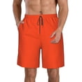 thumbnail image 1 of KLL Orange Men's Casual Summer Beach Shorts Hawaiian Shorts with Pockets-Large, 1 of 5