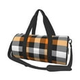 thumbnail image 1 of KLL Orange Plaid Duffle Bag For Men Women Sport Gym Fitness Tote Travel Training Workout Basketball Football Weekender, 1 of 8