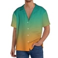 thumbnail image 1 of KLL Orange To Teal Gradient1 Print Men's Shirt Short Sleeve Button Down Summer Cuba Beach Shirts- Medium, 1 of 5