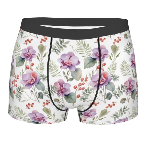 KLL Orchids Flowers Men's Cotton Boxer Briefs Underwear-Medium
