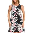 thumbnail image 1 of KLL Orchids Flowers Pattern Womens Summer Dresses 2025,Loose Round Neck Sleeveless Sundresses Tank Dresses with Pockets, 1 of 7