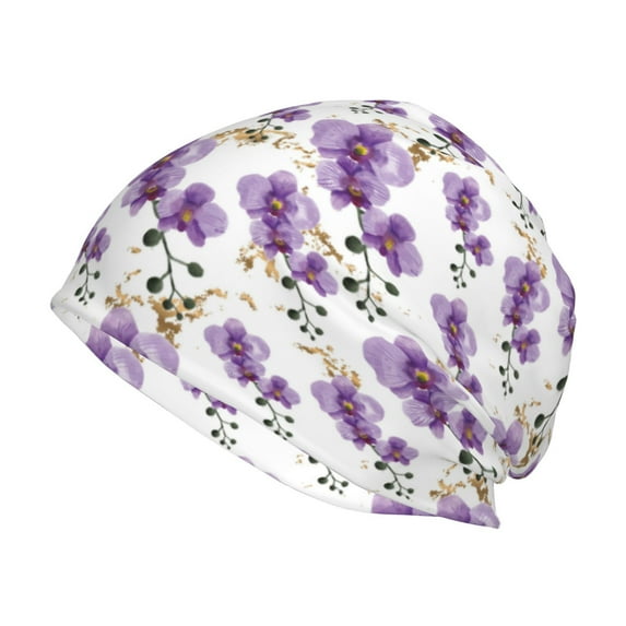 KLL Orchids Flowers Winter Fall Beanie Knit Hats for Men & Women - Warm & Soft Stylish Toboggan Caps for Cold Weather