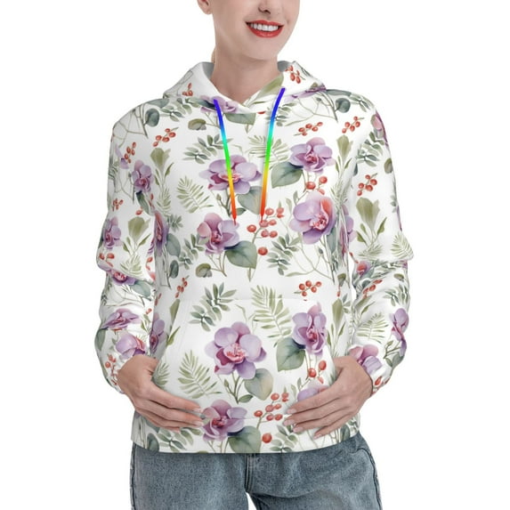 KLL Orchids Flowers for Womens Pullover Hoodie with Pocket Hooded Long Sleeve Shirts Sweatshirt for Women-X-Large
