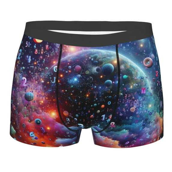 KLL Outer Space Floating Numbers And Letters Men's Cotton Boxer Briefs Underwear-XX-Large