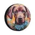 thumbnail image 1 of KLL Painted Flower Puppy Pattern 14-17 inch Spare Tire Cover Universal Wheel Protector for Truck SUV Trailer Camping Rv Tire Covers-15 inch, 1 of 6