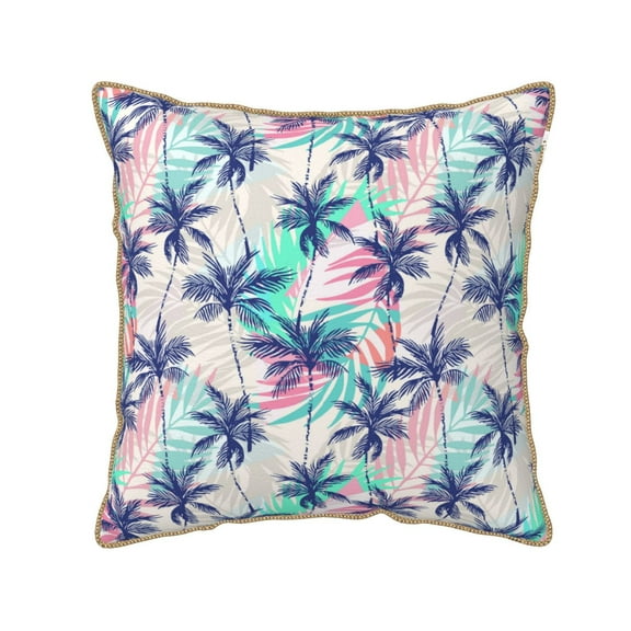 KLL Palm Leaves Decorative Throw Pillow Covers Velvet Soft for Couch Sofa Bedroom Living Room Outdoor - 16"x16"