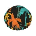 thumbnail image 1 of KLL Palm Trees Pattern Shower Cap & Bath Cap for Women,Reversible Oversized Waterproof Shower Caps for all Hair Lengths,Elastic Reusable Bathing Hair Cap, 1 of 7