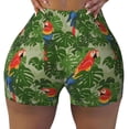 thumbnail image 1 of KLL Parrots And Tropical Leaves Pattern Workout Shorts for Women Scrunch Short Gym Yoga Running Sport Active Exercise Fitness Shorts, 1 of 5