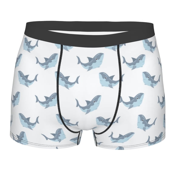 KLL Party Shark Cute Men's Cotton Boxer Briefs Underwear-Small