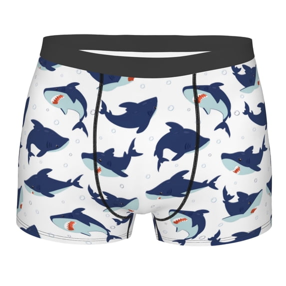 KLL Party Shark Cute Men's Cotton Boxer Briefs Underwear-X-Large