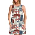 thumbnail image 1 of KLL Patchwork In Country Style Pattern Womens Summer Dresses 2025,Loose Round Neck Sleeveless Sundresses Tank Dresses with Pockets, 1 of 7