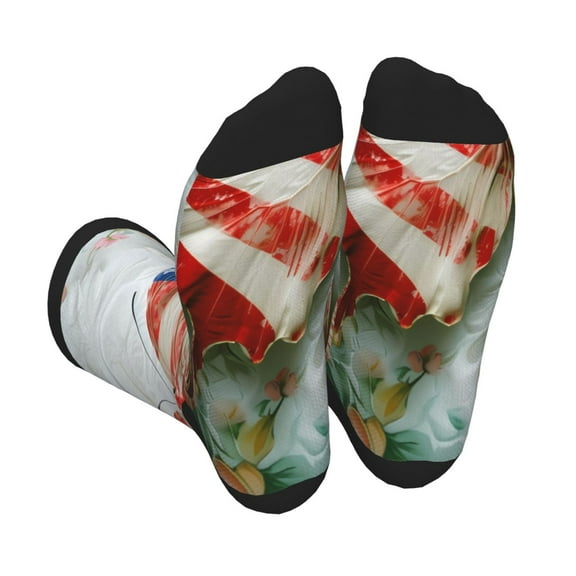 KLL Patriotic Butterfly Floral Print Cool Socks Men's Women's Crew Socks Funny Crazy Novelty Stockings