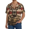 thumbnail image 1 of KLL Patriotic Deer Soldier Salute Print Men's Shirt Short Sleeve Button Down Summer Cuba Beach Shirts- 4X-Large, 1 of 5