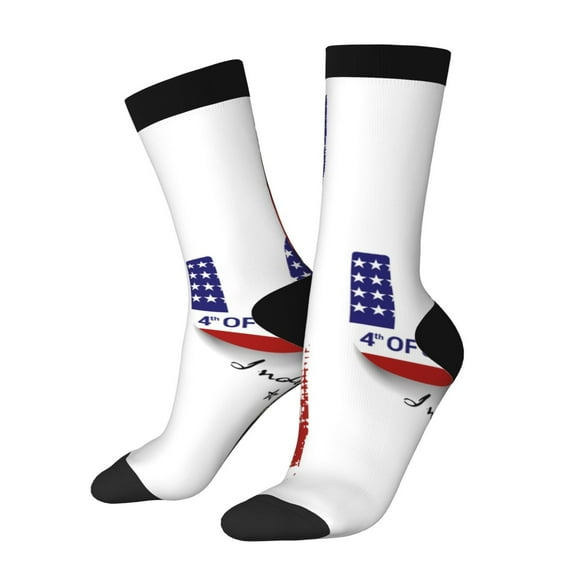 KLL Patriotic Skull Art Print Cool Socks Men's Women's Crew Socks Funny Crazy Novelty Stockings