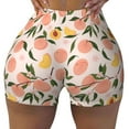 thumbnail image 1 of KLL Peach With Leaves1 Pattern Workout Shorts for Women Scrunch Short Gym Yoga Running Sport Active Exercise Fitness Shorts, 1 of 5