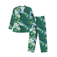 thumbnail image 1 of KLL Peacock And Flowers Sleepwear Mens Flannel Pajamas,Long Cotton Pj Set, 1 of 7