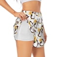 thumbnail image 1 of KLL Penguin With Flowers Pattern Shorts Women,Athletic Shorts High Waisted Running Shorts Pocket Sporty Short Gym Elastic Workout Shorts-X-Large, 1 of 7
