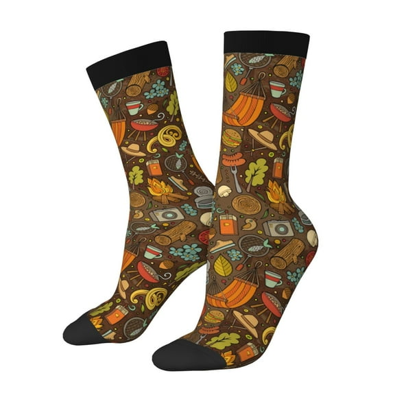 KLL Picnic Print Cool Socks Men's Women's Crew Socks Funny Crazy Novelty Stockings