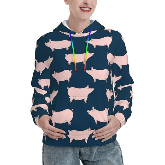 KLL Pig 1 for Womens Pullover Hoodie with Pocket Hooded Long Sleeve Shirts Sweatshirt for Women-Small