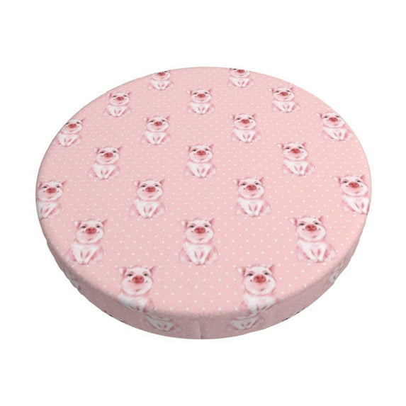 KLL Pig Polka Dot Round Bar Chair Cushion Cover 12 inch ,Bar Stool Protector with Elastic, Soft Washable