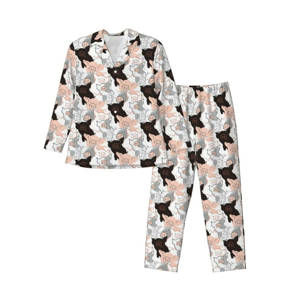 KLL Pigs Sleepwear Mens Flannel Pajamas,Long Cotton Pj Set