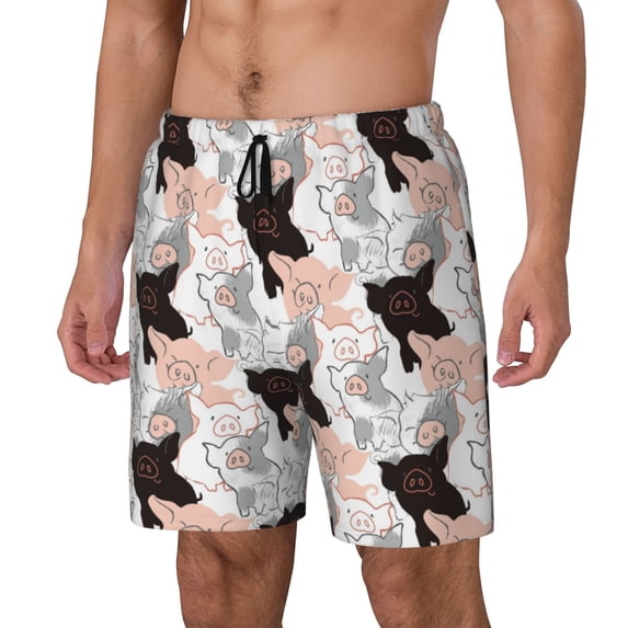 KLL Pigs for Mens Swim Trunks Quick Dry Swim Shorts with Built-in Compression Liner Funny Swimwear Bathing Suits-Large