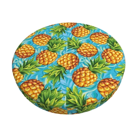 KLL Pineapple Round Bar Chair Cushion Cover ,Bar Stool Protector with Elastic, Soft Washable