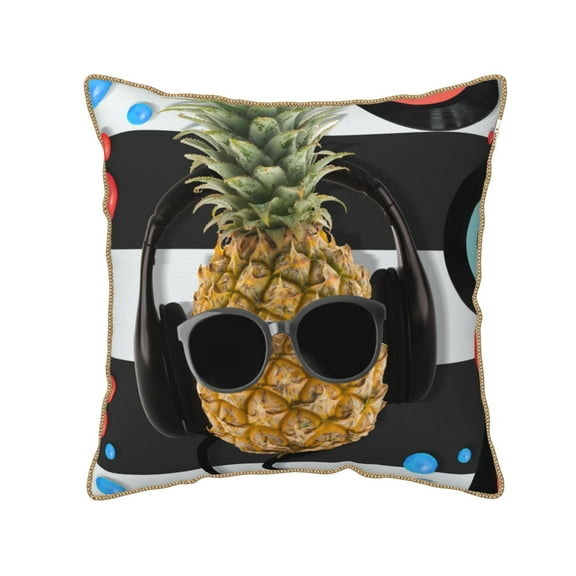 KLL Pineapple With Black Glasses Decorative Throw Pillow Covers Velvet Soft for Couch Sofa Bedroom Living Room Outdoor (No pillow core)-