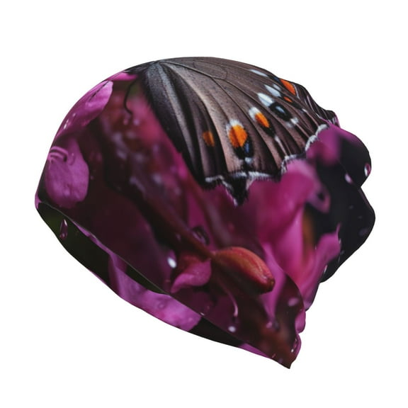 KLL Pink Blossoms Butterfly Pirnt Wicking Running Beanie Head Wrap Cycling Bandana for Men Women