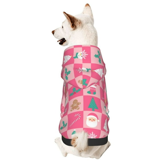 KLL Pink Christmas Cheer for Basic Dog Hoodie - Pet Hoodie Sweater with Leash Hole - Cute Dog Sweatshirt - Pet Clothes Hooded Sweatshirt for Dog & Cat -Small