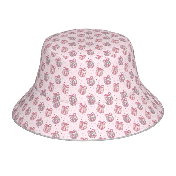 KLL Pink Disco Ball Bucket Hat for Women Men Packable Travel Beach Sun Hat Outdoor Rave Accessories Reflective Fisherman Cap