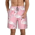 thumbnail image 1 of KLL Pink Flamingo Men's Casual Summer Beach Shorts Hawaiian Shorts with Pockets-XX-Large, 1 of 6