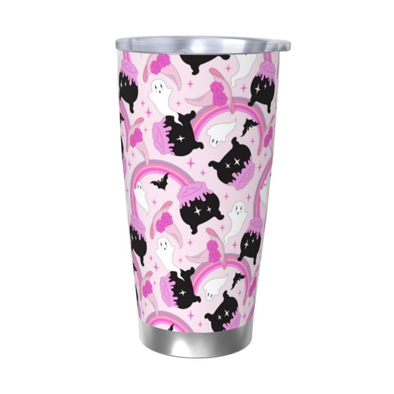 KLL Pink Girl Halloween Print 40oz Stainless Steel Insulated Car Cup with Spillproof Lid - Keep Your Drink Hot or Cold on the Go-Without Straw