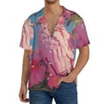 thumbnail image 1 of KLL Pink Parrot Tropical Blossoms Print Men's Shirt Short Sleeve Button Down Summer Cuba Beach Shirts- X-Large, 1 of 5